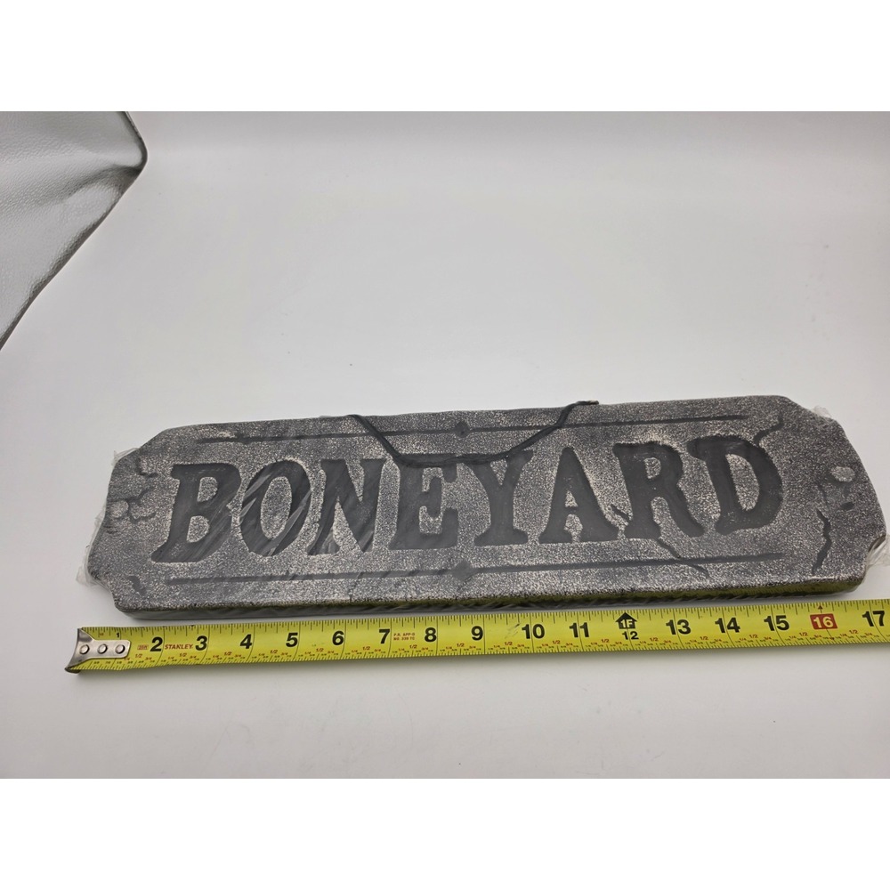 Nos Vtg Bone Yard Parlor Sign Halloween Skull Skeleton Decor